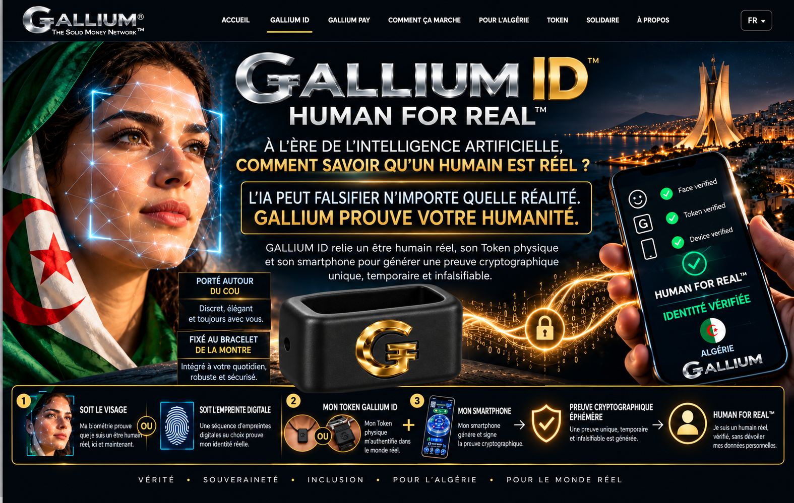 GALLIUM ID Algérie — HUMAN FOR REAL™ — identité humaine et preuve cryptographique